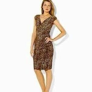 Lauren Ralph Lauren Women's 14 Animal Print Sleeveless Shift Dress Brown Cheetah